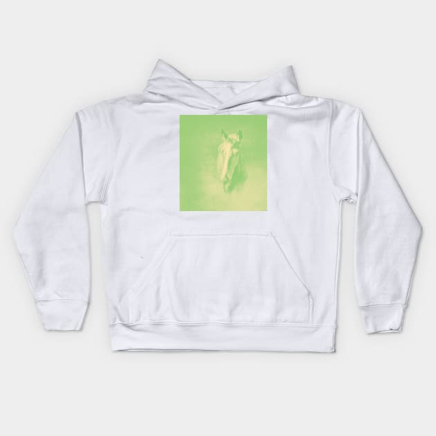 Horse emerging from the alien green mist Kids Hoodie by hereswendy